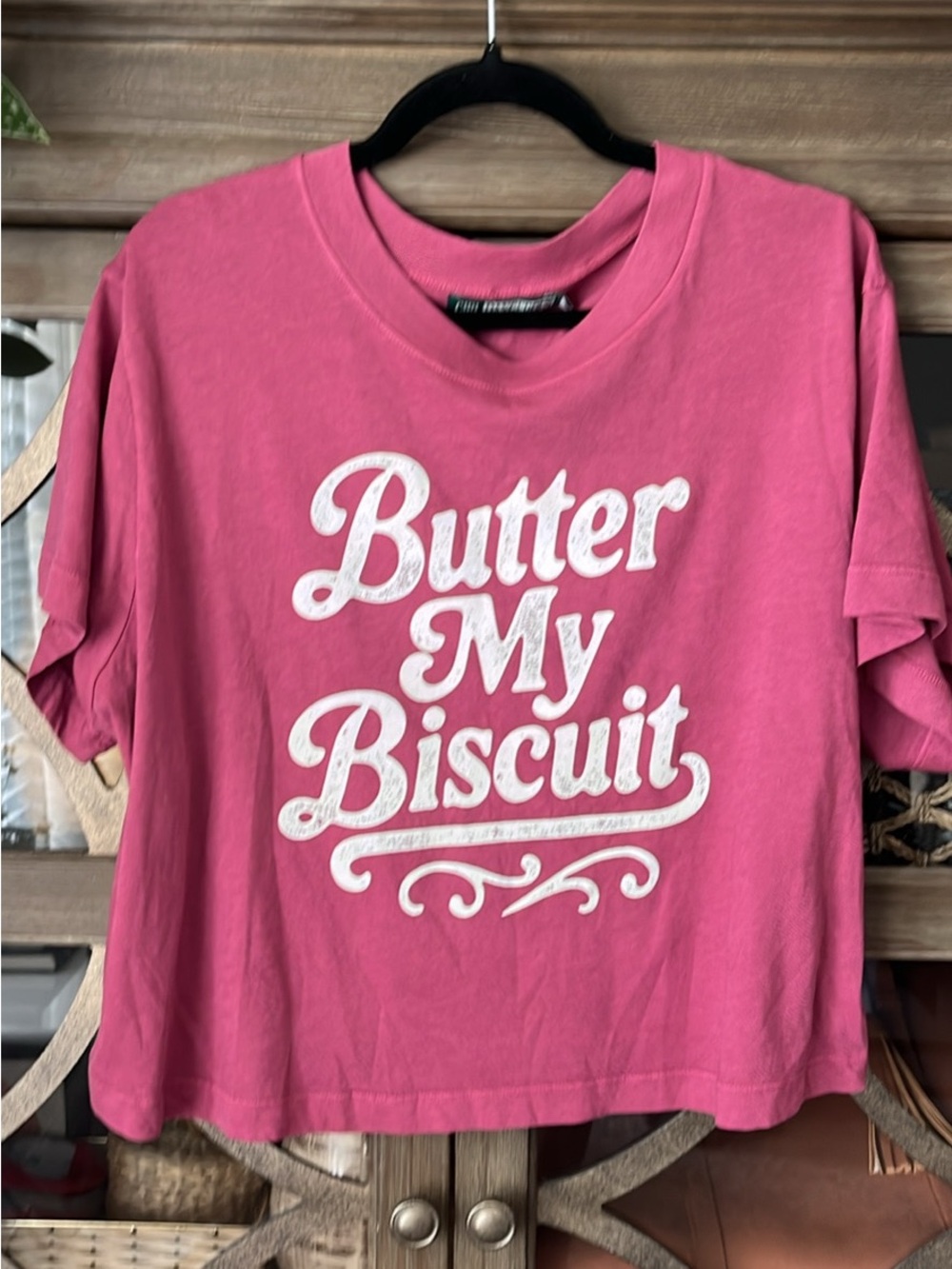 Butter My Biscuit Pink Graphic Crop Top